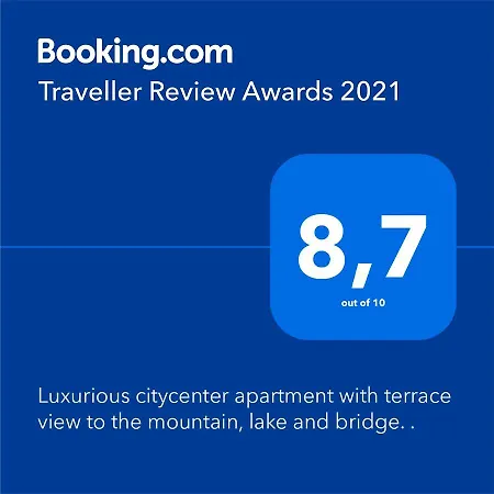 Luxurious Citycenter With Terrace View To The Mountain, Lake And Bridge. .